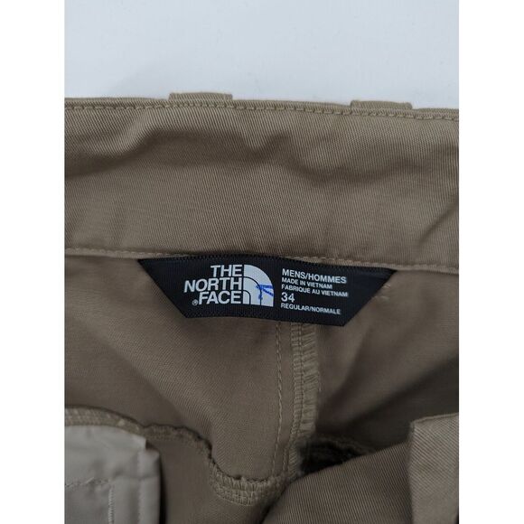 North Face Men's Flat Front Khaki Cargo Zip Pocket Hiking Shorts, Size 34, GREAT - Picture 10 of 11